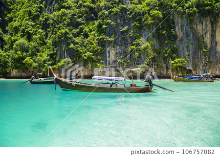 Longtail boats at the beautiful island, Thailand. Longtail boats at the beautiful island, Thailand. 106757082