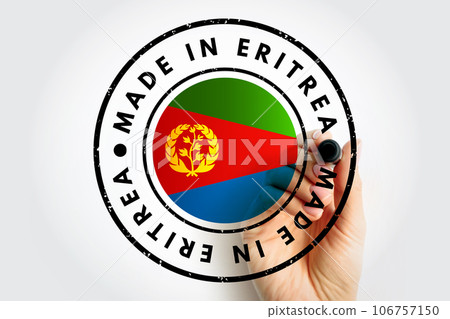 Made in Eritrea text emblem stamp, concept background 106757150