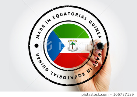Made in Equatorial Guinea text emblem stamp, concept background 106757159