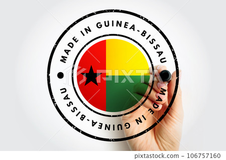 Made in Guinea-Bissau text emblem stamp, concept background 106757160