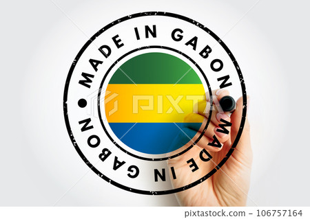 Made in Gabon text emblem stamp, concept background 106757164