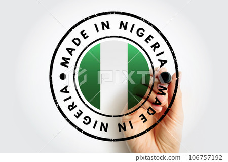 Made in Nigeria text emblem badge, concept background 106757192
