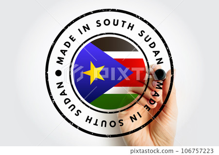 Made in South Sudan text emblem badge, concept background Made in South Sudan text emblem badge, concept background 106757223