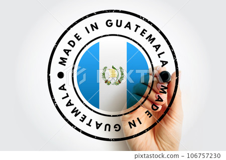 Made in Guatemala text emblem stamp, concept background 106757230