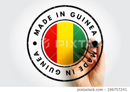 Made in Guinea-Bissau text emblem stamp, concept background 106757241