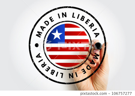 Made in Liberia text emblem stamp, concept background Made in Liberia text emblem stamp, concept background 106757277