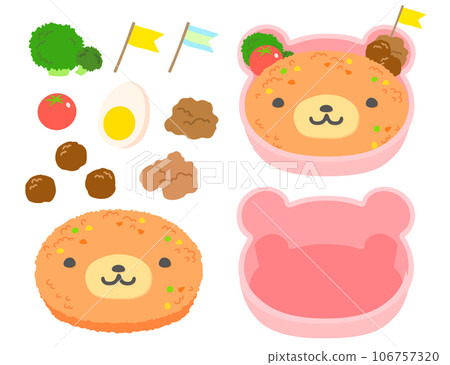 Character bento chicken rice bear set Character bento chicken rice bear set 106757320