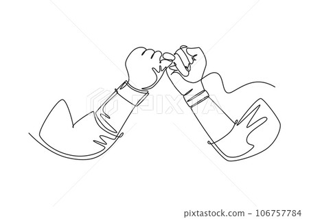 Two hands hook each other's little finger concept of promise Stock