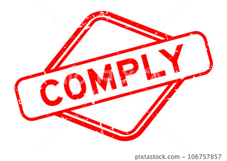 Grunge red comply word rubber seal stamp on white background 106757857