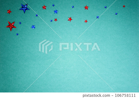 Confetti stars on paper sky background. Holiday Halloween concept. Flat lay and copy space. Confetti stars on paper sky background. Holiday Halloween concept. Flat lay and copy space. 106758111