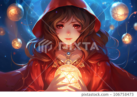 Anime style illustration of a female fortune teller (AI generated image) Anime style illustration of a female fortune teller (AI generated image) 106758473