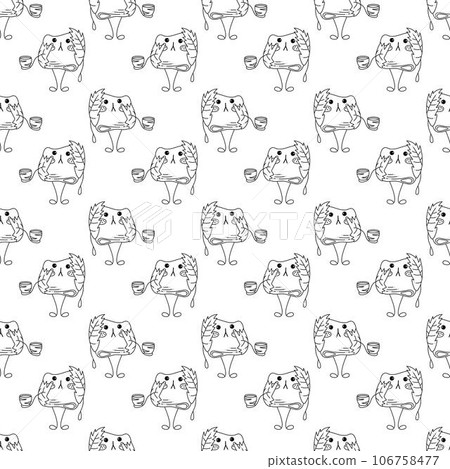 Sakura mochi pattern11. Seamless pattern with cute mochi character. Doodle cartoon vector illustration.  106758477
