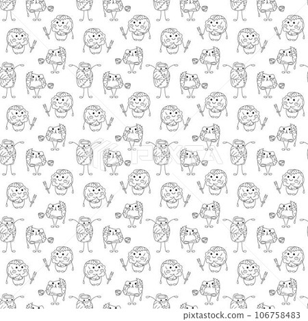 Sakura mochi pattern17. Seamless pattern with three cute mochi character. Doodle cartoon vector illustration. Sakura mochi pattern17. Seamless pattern with three cute mochi character. Doodle cartoon vector illustration. 106758483