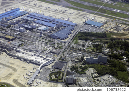Aerial view towards the cargo terminal from above Narita Airport Terminal 3 106758622