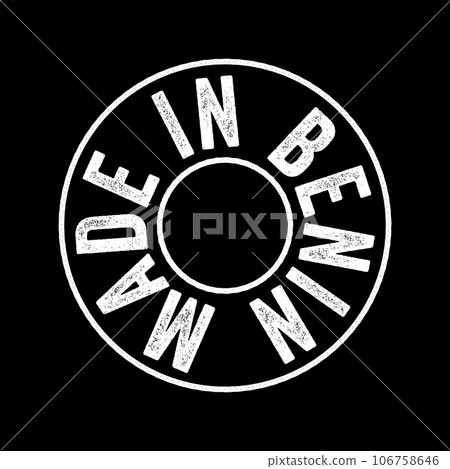 Made in Benin text emblem stamp, concept background 106758646