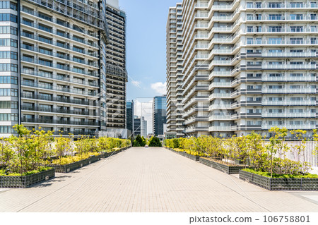 Urban landscape with tower apartment 106758801