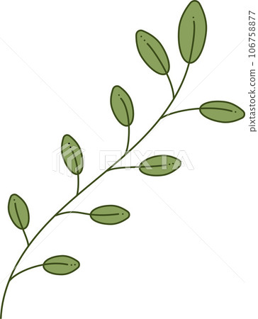 Branch with leaves. Doodle color branch with several leaves. Cartoon vector illustration. Branch with leaves. Doodle color branch with several leaves. Cartoon vector illustration. 106758877