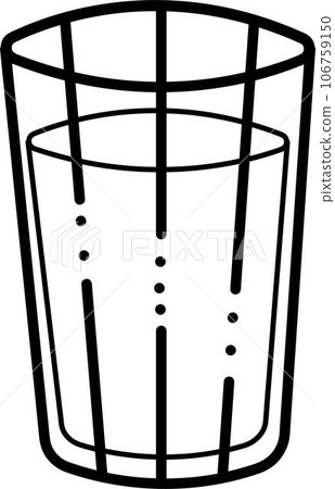 Water doodle2. Glass of water. Black and white vector cartoon illustration. 106759150