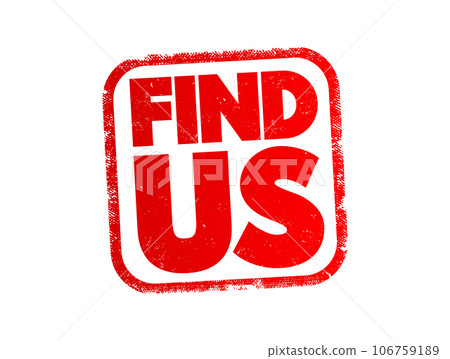 Find Us text stamp, concept background Find Us text stamp, concept background 106759189