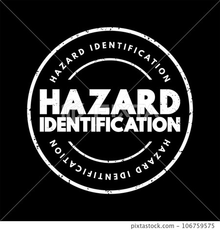 Hazard Identification text stamp, concept background 106759575