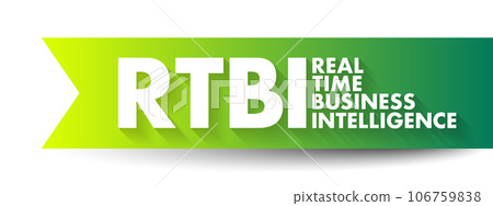 RTBI Real Time Business Intelligence - process of delivering business intelligence or information about business operations as they occur, acronym text concept background 106759838