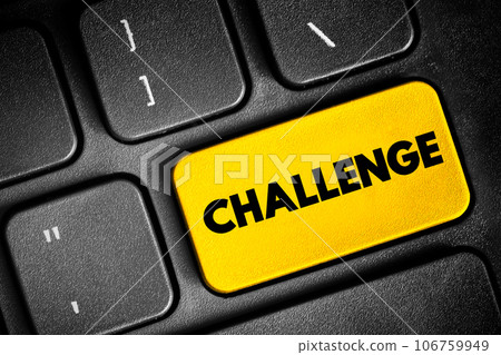 Challenge text button on keyboard, concept background Challenge text button on keyboard, concept background 106759949