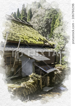 Watercolor painting style, Chizu-juku, Itaibara village, Chizu-cho, Yazu-gun, Tottori Prefecture Watercolor painting style, Chizu-juku, Itaibara village, Chizu-cho, Yazu-gun, Tottori Prefecture 106760296