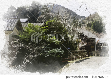 水彩畫風格,鳥取縣八津郡智頭町板原村智頭宿 水彩畫風格,鳥取縣八津郡智頭町板原村智頭宿 106760298