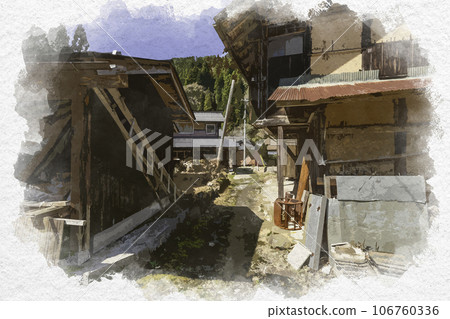 Watercolor painting style, Chizu-juku, Itaibara village, Chizu-cho, Yazu-gun, Tottori Prefecture Watercolor painting style, Chizu-juku, Itaibara village, Chizu-cho, Yazu-gun, Tottori Prefecture 106760336