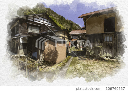 Watercolor painting style, Chizu-juku, Itaibara village, Chizu-cho, Yazu-gun, Tottori Prefecture 106760337
