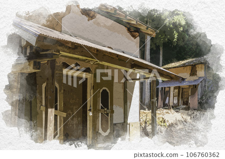 Watercolor painting style, Chizu-juku, Itaibara village, Chizu-cho, Yazu-gun, Tottori Prefecture 106760362