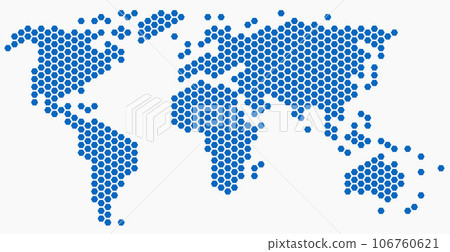 Hexagon shape world map on white background. Hexagon shape world map on white background. 106760621