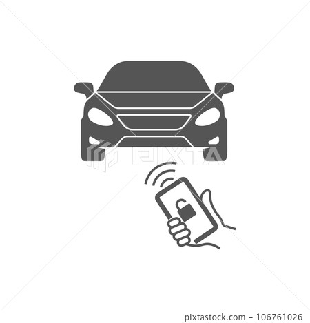 Locking car using mobile application on a smart phone. Concept of remote control and car protection through the internet. Remote control. EPS 10 106761026