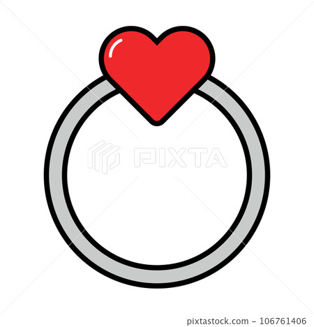 Heart jewelry and wedding ring icon. vector. Heart jewelry and wedding ring icon. vector. 106761406