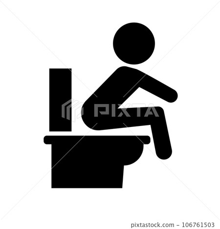 Silhouette icon of a person sitting on the toilet. excretion. vector. 106761503