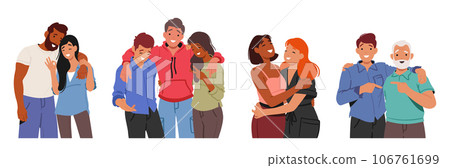 Friends Embrace Warmly, Sharing A Heartfelt Hug That Conveys Their Deep Bond And Affection For Each Other 106761699