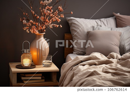 Cozy fall modern interior monochrome living room. Indoors. Cozy fall modern interior monochrome living room. Indoors. 106762614