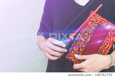 magic book and woman magic book and woman 106762758