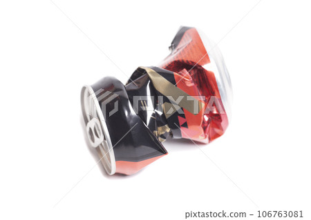 Empty crumpled can from energy drink or beer Empty crumpled can from energy drink or beer 106763081