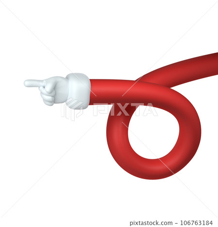 Cute cartoon 3D hand of Santa Claus Christmas icon show push one finger forefinger counting illustration isolated with clipping path 106763184