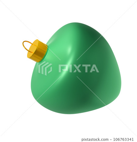 3d rendering green Christmas figure toy icon. Realistic cone with clipping path. Holiday toy for fir tree. Holiday Illustration 106763341
