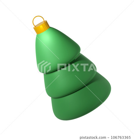 3d cute Christmas tree toy render illustration with clipping path. Winter holiday icon decor 106763365