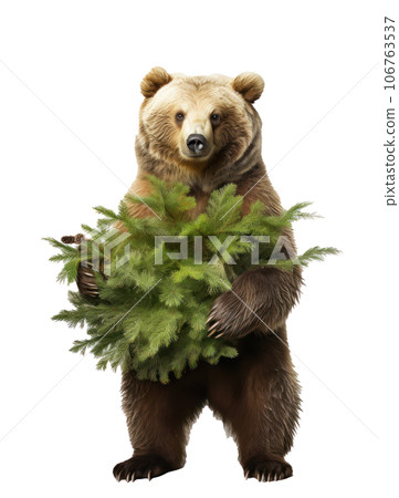 Cute bear with Christmas tree 106763537