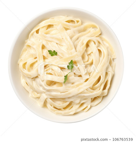 Bowl of fettucini alfredo isolated Bowl of fettucini alfredo isolated 106763539