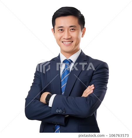 Chinese smiling businessman isolated 106763573