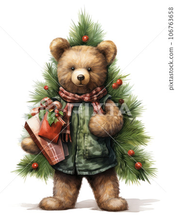 Cute bear with Christmas tree 106763658