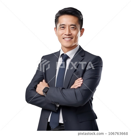 Chinese smiling businessman isolated 106763668