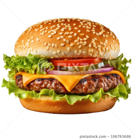 Hot tasty hamburger isolated Hot tasty hamburger isolated 106763686