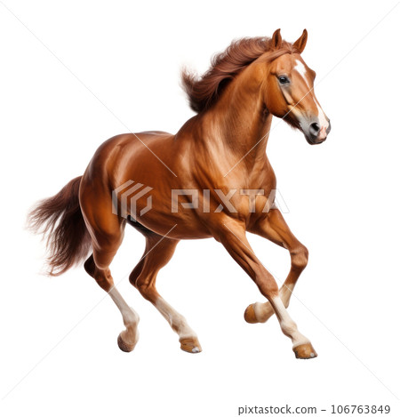 Brown horse run gallop isolated 106763849
