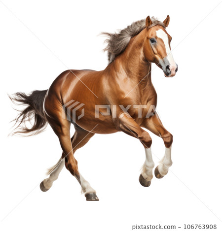 Brown horse run gallop isolated 106763908